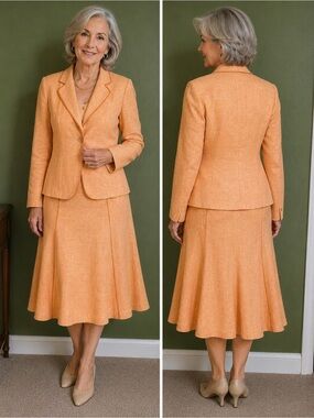 Harve Benard Peach Two-Piece Tailored Skirt Set Women Size 10